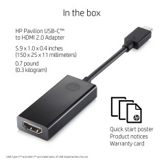 "HP USB-C to HDMI 2.0 Adapter - Seamless Connectivity for High-Resolution Displays | Product No: 1WC36AA"
